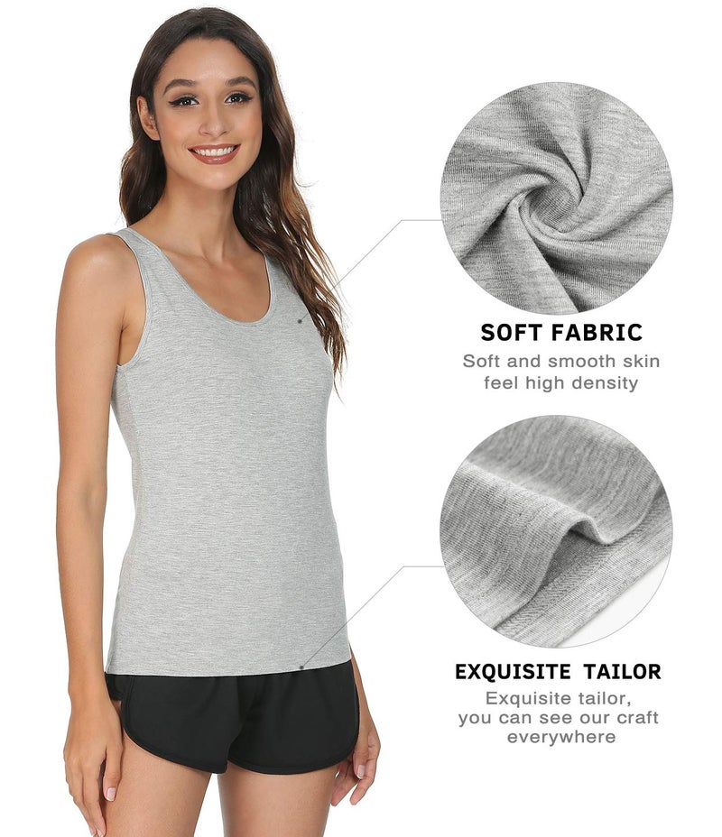 Vislivin Womens Supersoft Camisole Stretch Casual Tank Tops Black/White/Gray XXL - Image 2
